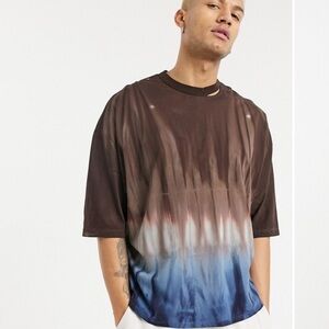 ASOS DESIGN organic cotton oversized t-shirt in brown tie dye Size medium